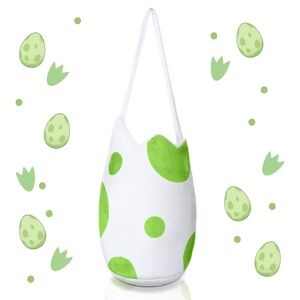 Dinosaur Egg Trick or Treat Bag White Green Dino Egg Bag